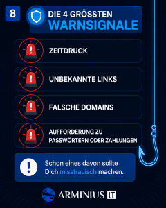 IT-Sicherheit im Büro. Warnung vor Phishing.